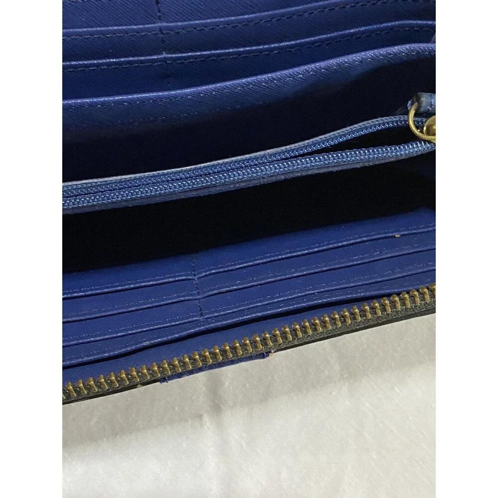 Fossil zip wallet Clutch blue Multi Color pattern card holder change pocket
